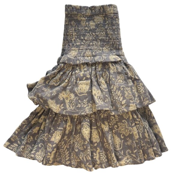 Unsubscribed Poplin Tiered Mini Skirt Grey Floral Print, Size 4 - Picture 6 of 11